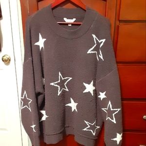 Terra & Sky Star Sweater,  Gray, Women's Size 2X